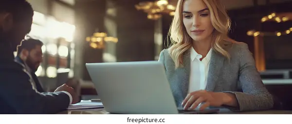 Businesswoman Working on Laptop in Office
