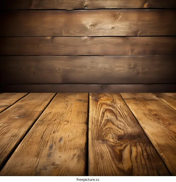 Rustic wooden background with a wooden table