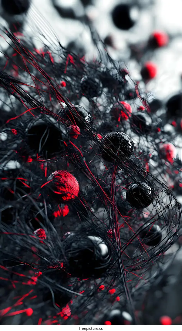 Abstract Black and Red 3D Sphere Network