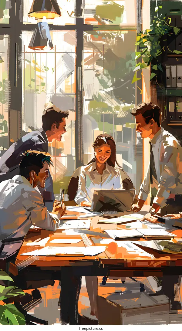 Colleagues discussing new ideas in the office