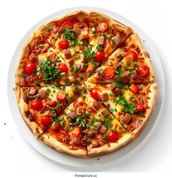 A delicious pizza with various toppings