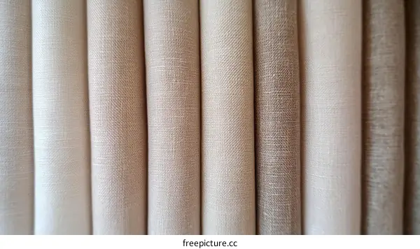Rolls of Beige Linen Fabric