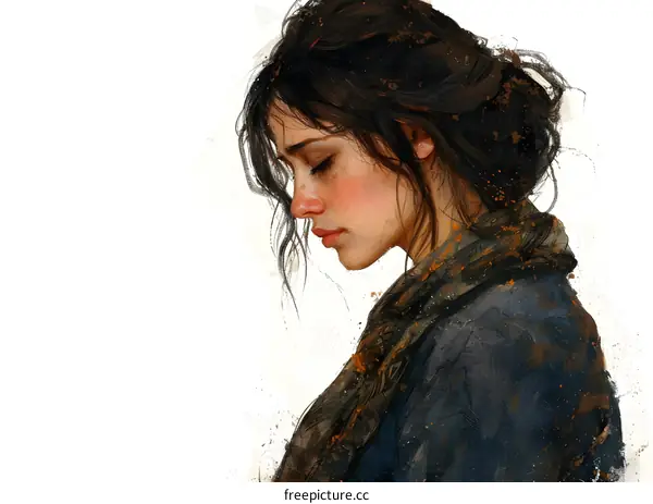 portrait of a beautiful thoughtful woman