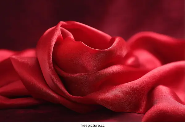 Close Up of Red Satin Fabric Texture
