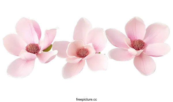 [Transparent Background PNG]Three Delicate Pink Magnolia Flowers Isolated
