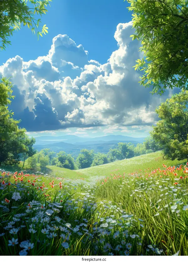 A Beautiful Summer Meadow Landscape Illustration