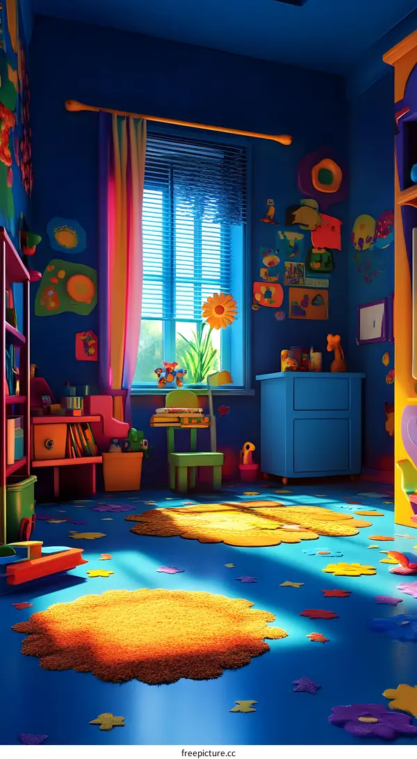 Colorful Playroom with Window and Rug