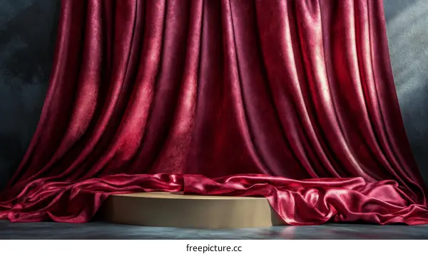 Elegant Burgundy Velvet Curtain Display Background