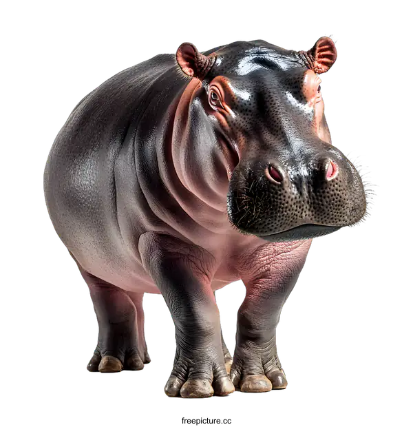 [Transparent Background PNG]Hippopotamus Standing on White Background