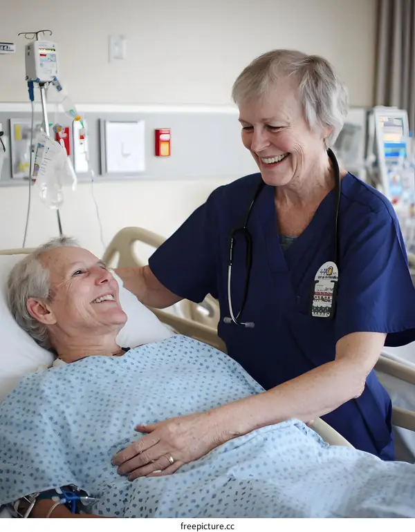 Nurse Caring for Patient in Hospital Bed