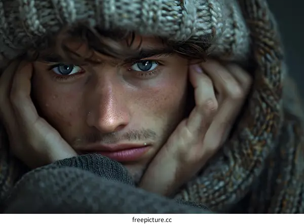 Portrait of a Young Man in a Knit Hat