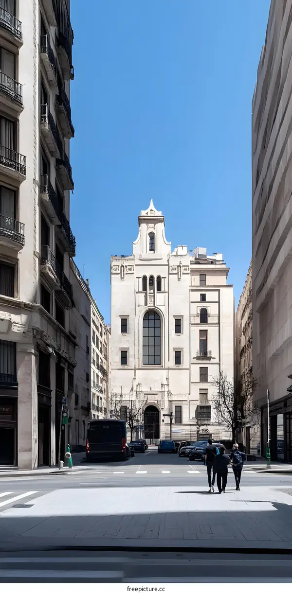 White Building on a Street Corner in a European City