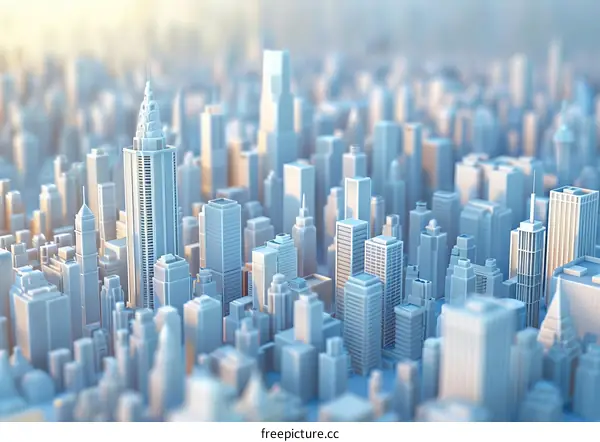 Modern Cityscape with Skyscrapers and Sunlight