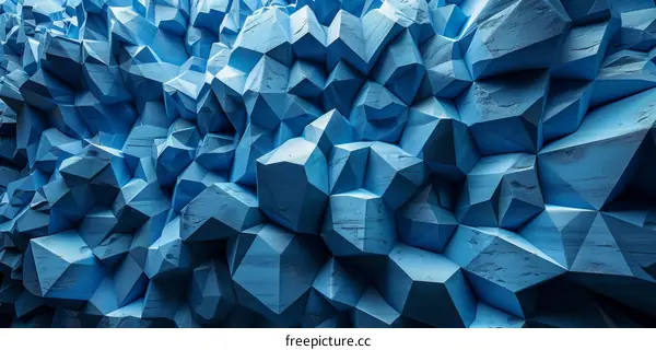 Crystal-Like Blue 3D Geometric Shapes