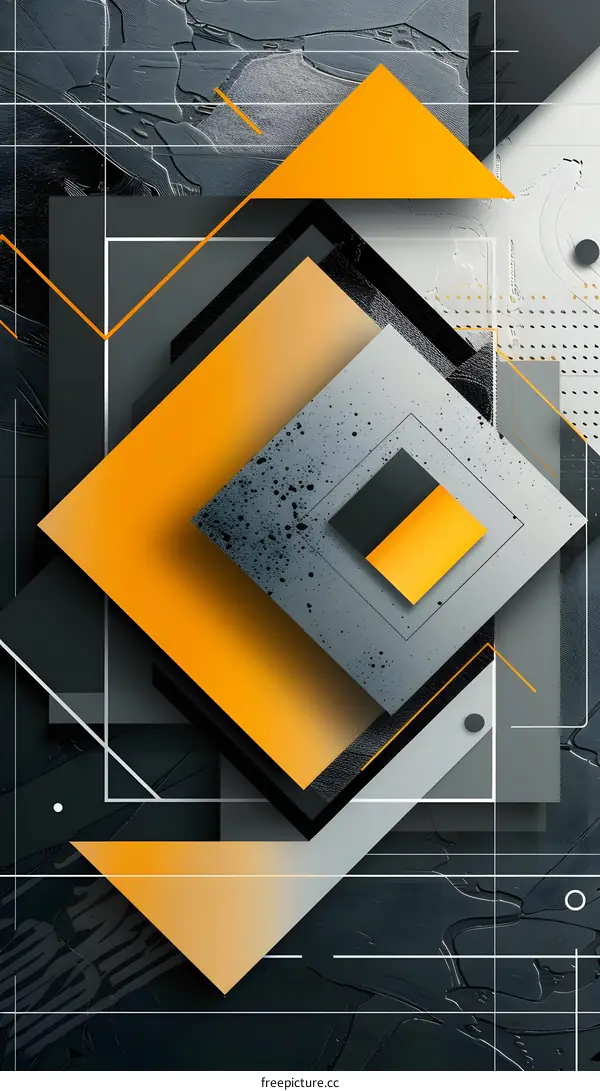 Abstract Geometric Shapes Design Yellow and Black with Grey Background