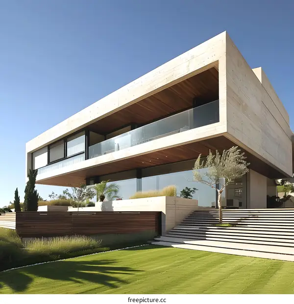 Modern Concrete House with a Large Garden