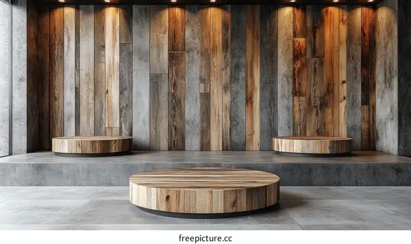 Rustic Wooden Display Platform Interior