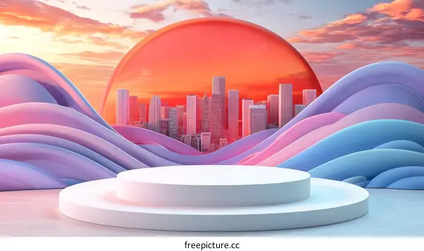 Abstract Sunset Cityscape Display Stand