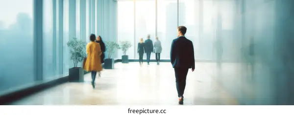 Modern Business Corridor with Diverse People