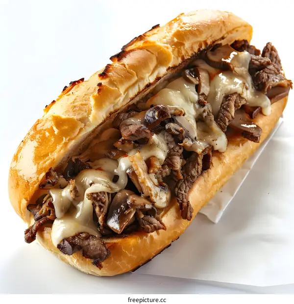 Beef steak sandwich with melted cheese
