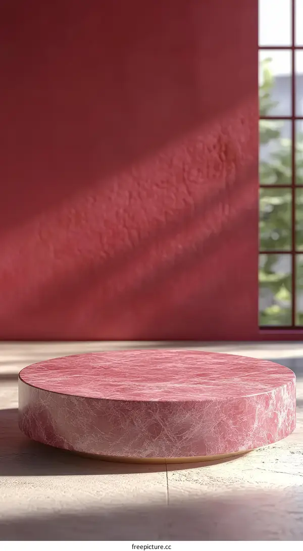 Elegant Pink Marble Round Display Platform