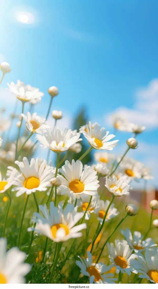 Daisy Field Under Blue Sky