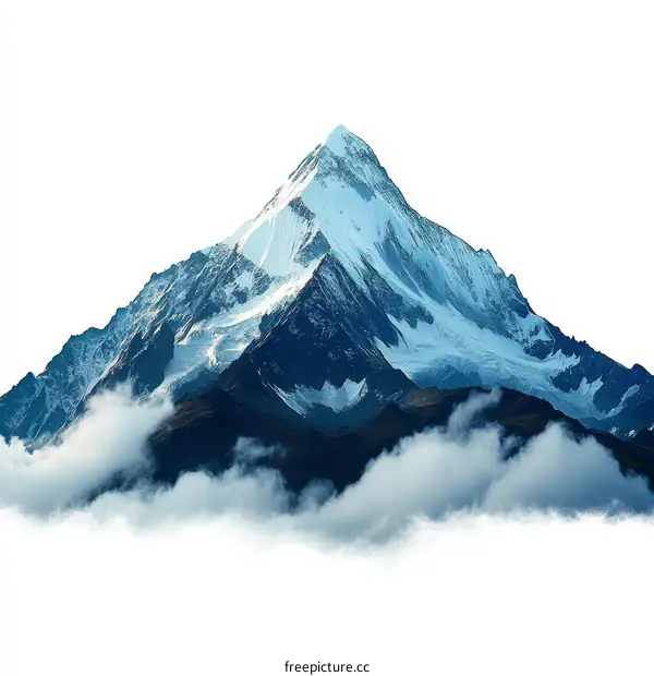 Majestic Snow-Capped Mountain Peak Above Clouds