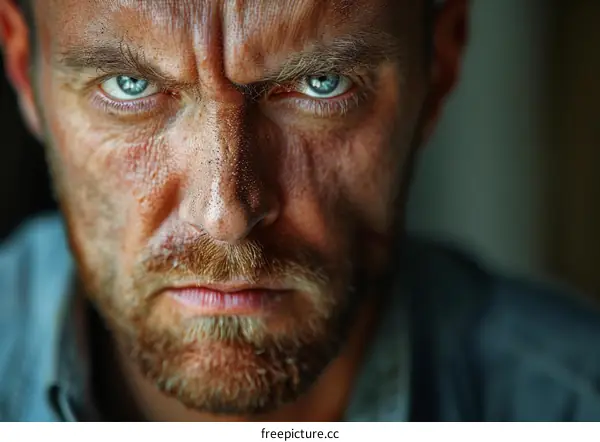 Closeup Portrait of a Man with Intense Gaze