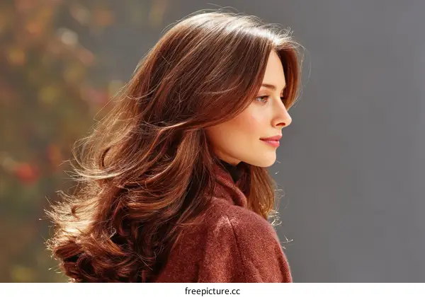 Beautiful Woman with Long Brown Hair