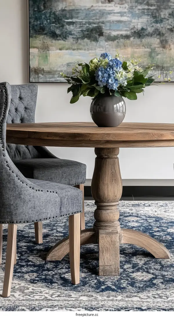 Dining Table with Wooden Base and Chairs