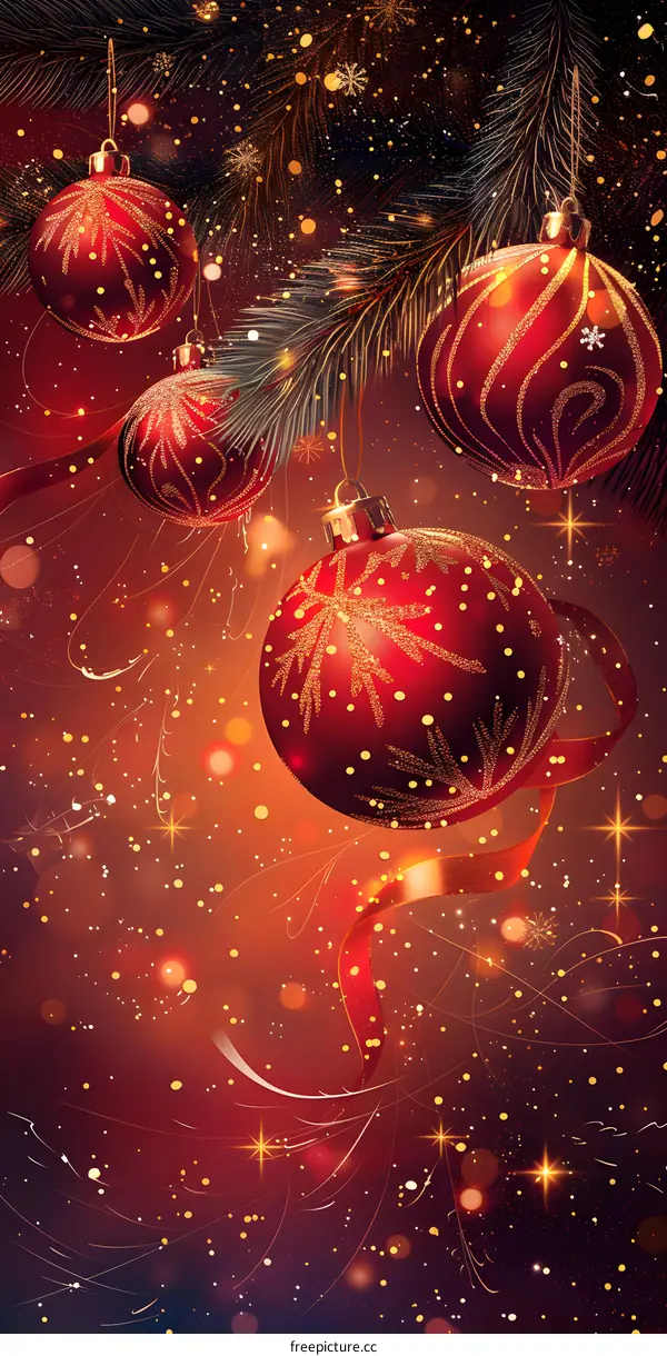 Christmas red ball and snowflake decoration