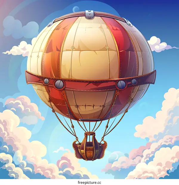 Vintage Steampunk Hot Air Balloon in the Sky