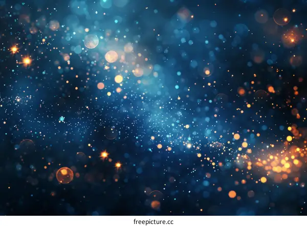 Shimmering Blue and Gold Glitter Stars Backdrop