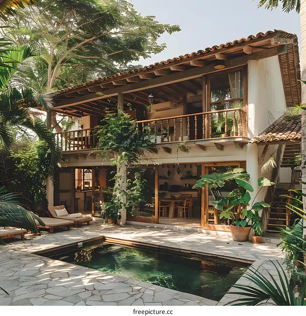 Tropical Villa with Private Pool and Lush Greenery