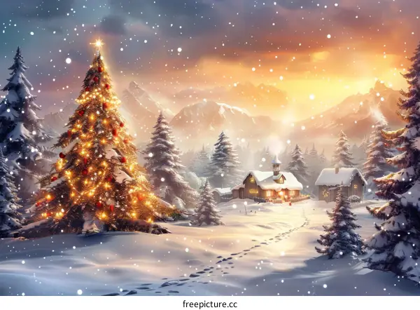 Christmas Eve in a Snowy Village