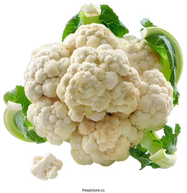 [Transparent Background PNG]Fresh organic cauliflower on white background