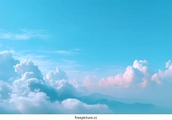 Beautiful Sky with Fluffy Clouds