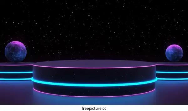 Neon Space Platform Stage Illustration