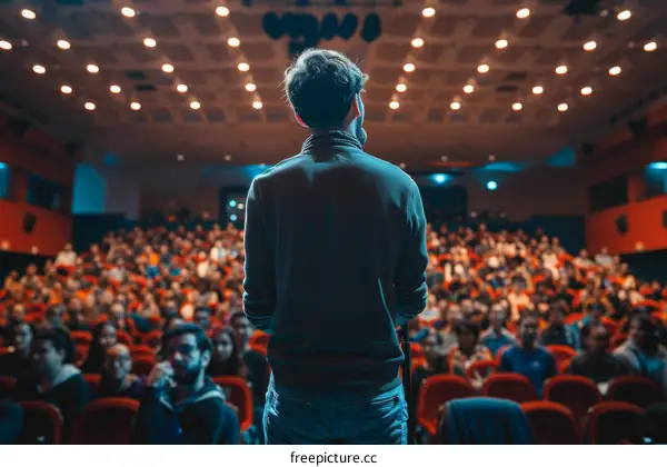 Man giving a speech at a conference