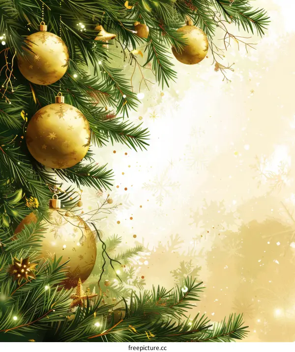 Christmas background with golden balls