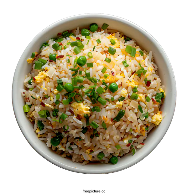 [Transparent Background PNG]Bowl of Egg Fried Rice with Vegetables