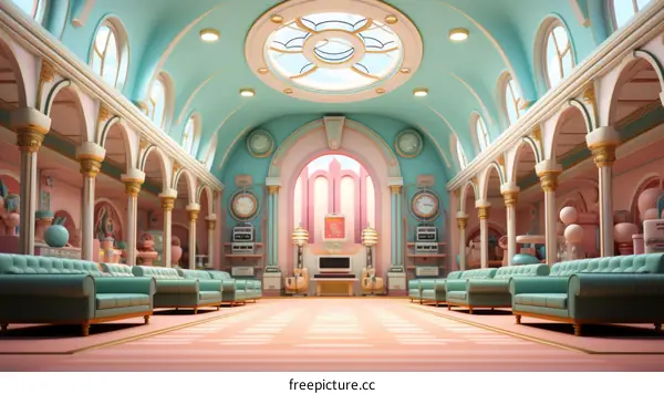 Retro Futuristic Hotel Lobby Design