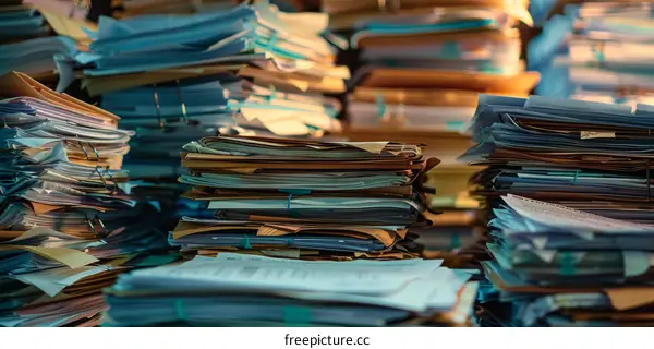 Unorganized Documents and Files in a Messy Office