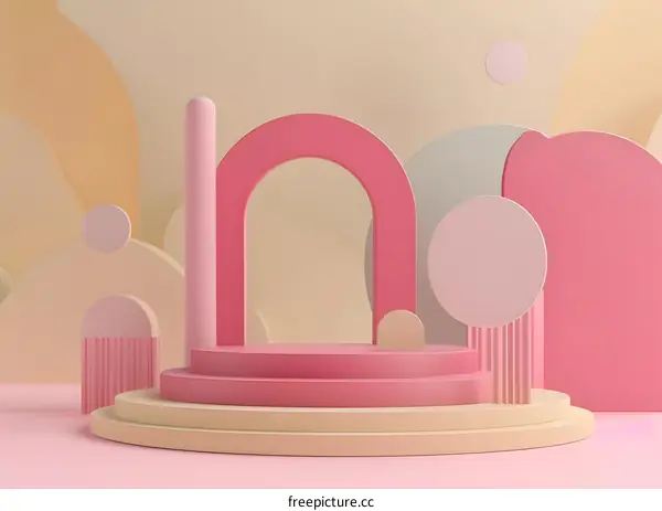 Abstract 3D Background with Pink and Yellow Geometric Shapes