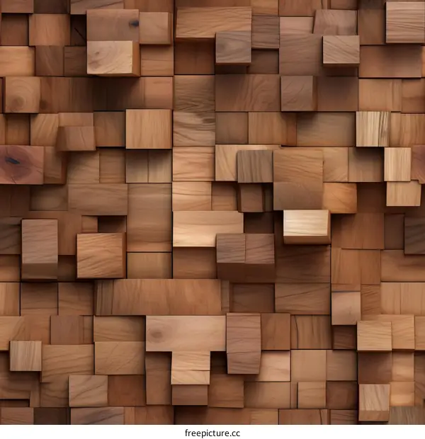 Wooden Cube Background: Abstract Geometric Pattern