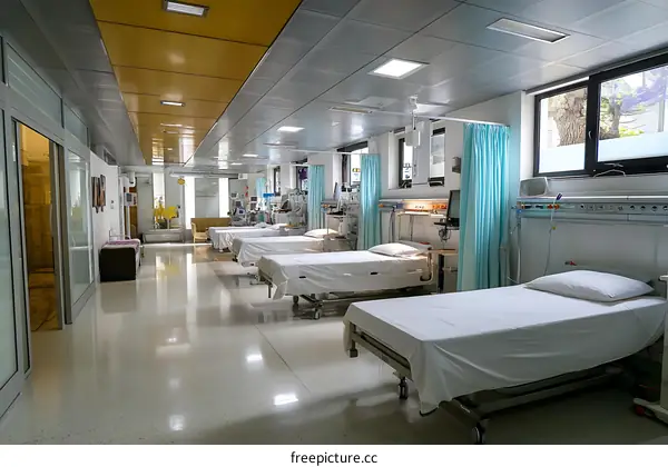 Hospital Ward with Empty Beds