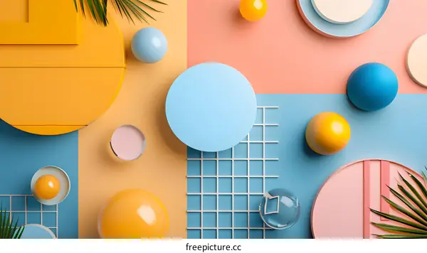 Abstract Summer Geometric Shapes Background Design