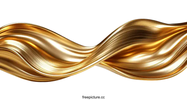 [Transparent Background PNG]Abstract Golden Liquid Flowing Design