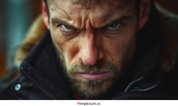 Close-up Portrait of an Angry Man