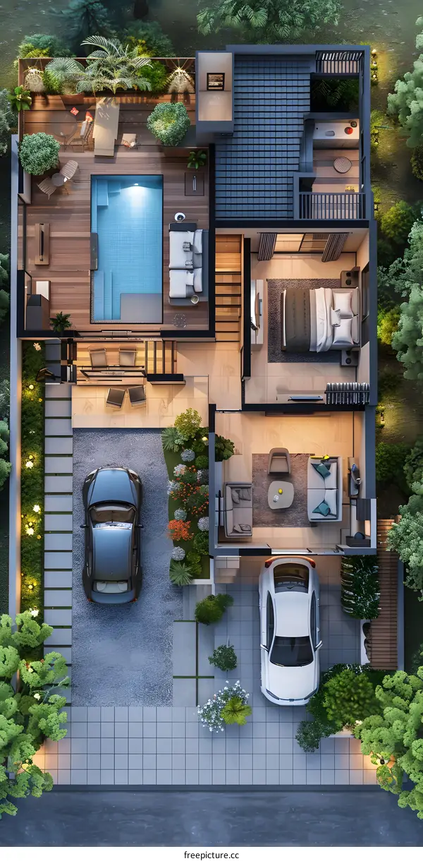 Top view of a modern house